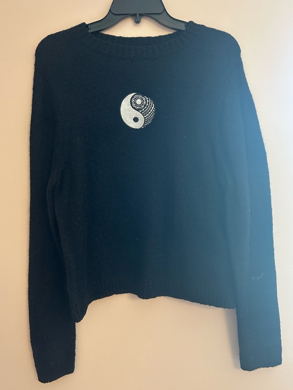 Earthbound Trading Co. Black Yin and Yang Sweater
